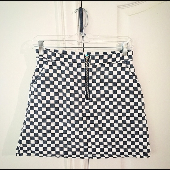 miss sumey checkerboard zipper mini skirt - Picture 1 of 5